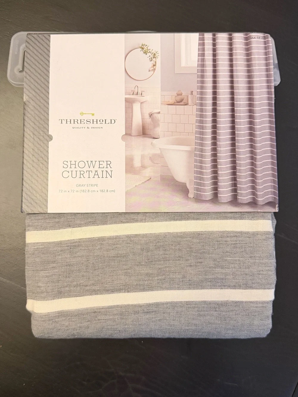 Threshold Gray Stripe Shower Curtain 72x72 Modern Neutral Bathroom